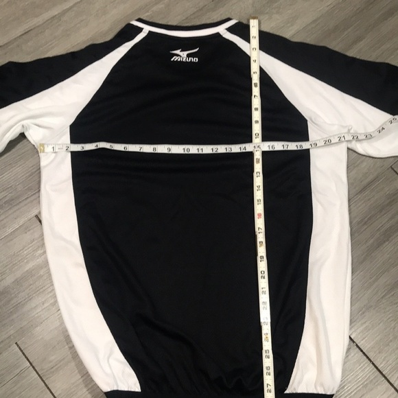 Mizuno Black & White Short Sleeve V-Neck Elastic Waist Biking Shirt size S - Picture 8 of 8